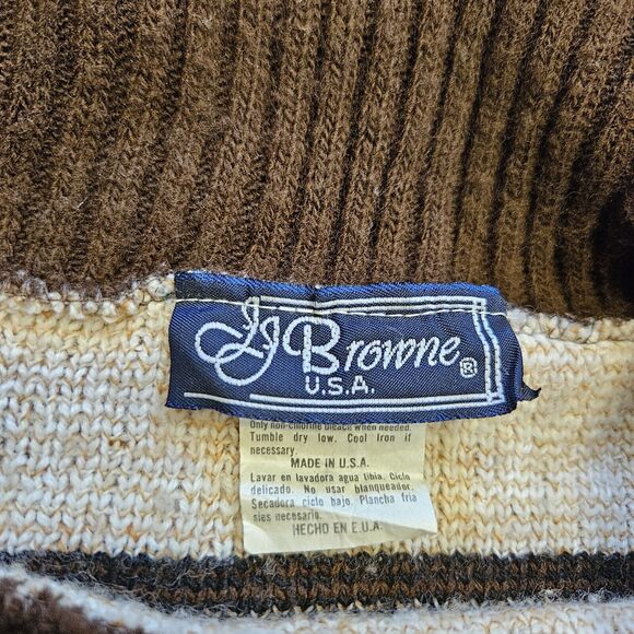 Vtg JJ Browne Cowl Neck Sweater Womens XL Brown Aztec Southwestern Boho Western - Picture 10 of 10